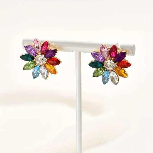 Elegant Colorful Flower Shaped Stud Earrings