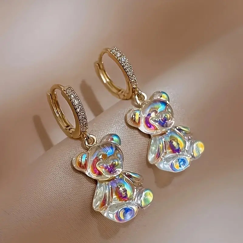 Cute Shiny Bear Drop Earrings
