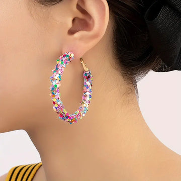 Colorful Sequins Hoop Earrings