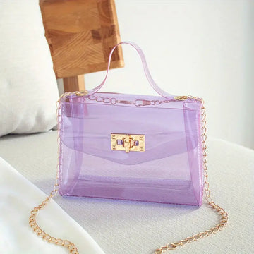 Mini Clear Jelly Handbag (Purple)