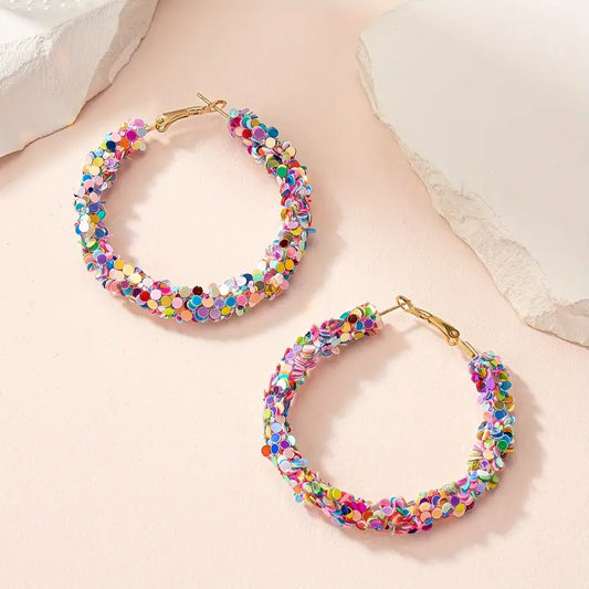 Colorful Sequins Hoop Earrings