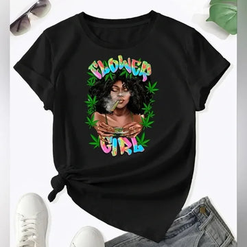 Handmade Graphic Women’s "Flower Girl" Short Sleeve T-shirt