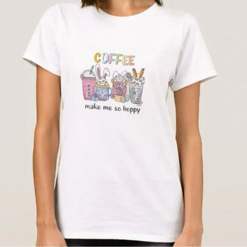 Handmade Graphic Women's Short Sleeve "Easter Coffee" T-shirt